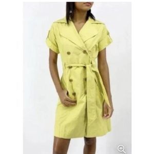 Cabi Olive Green Double Breasted Short Sleeve Safari Trench‎ Coat Jacket M